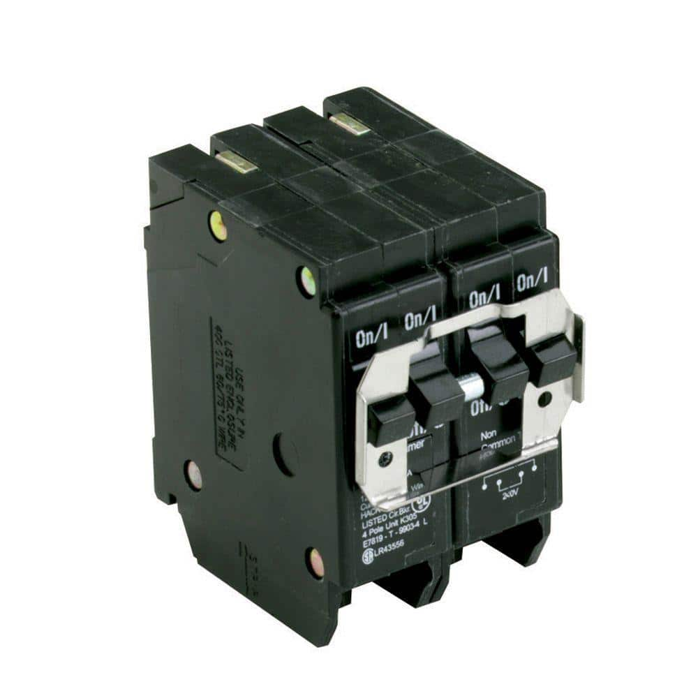 Eaton BR 1-20 Amp 2 Pole and 1-30 Amp 2 Pole BQC (Common Trip) Quad Circuit Breaker