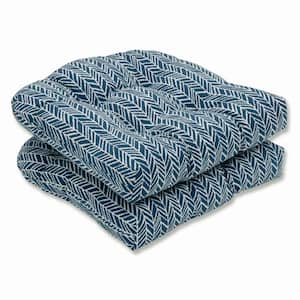 19 in. x 19 in. Outdoor Dining Chair Cushion in Blue/Ivory (Set of 2)