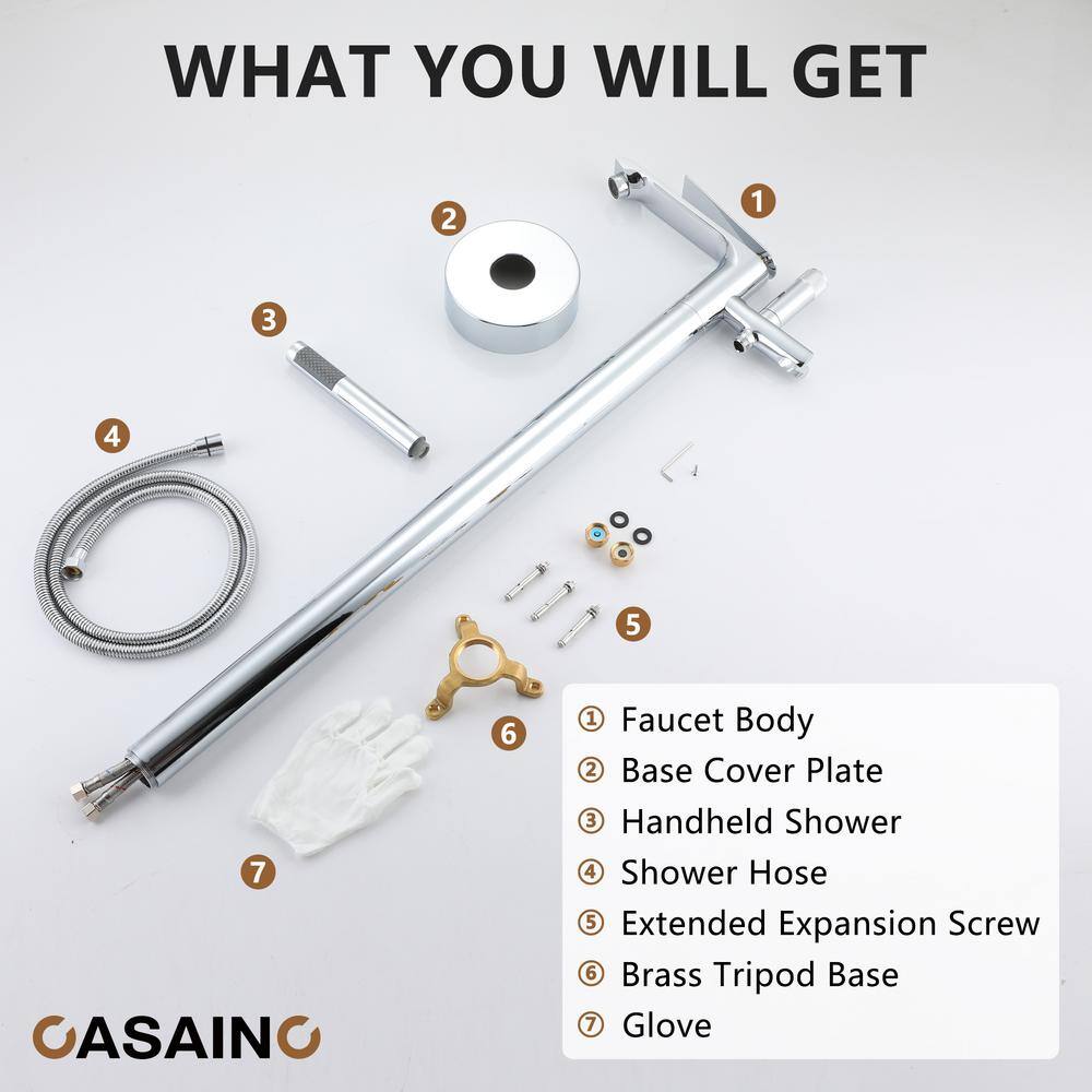 Chrome Plated Freestanding Bathtub Faucet with Handshower