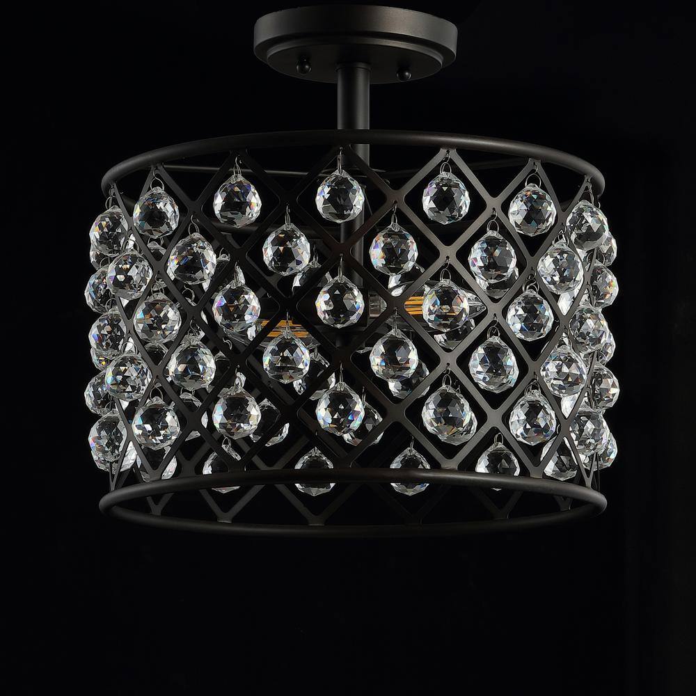Gabrielle 14.5" Oil Rubbed Bronze Crystal LED Semi-Flush Pendant