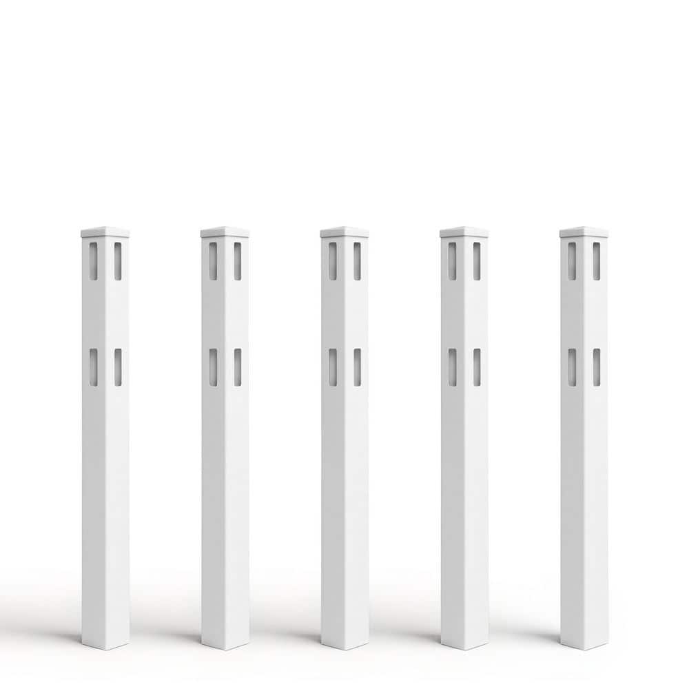 5 in. x 5 in. x 5 ft. White Vinyl Corner Fence Post with Cap (5-Pack) price history on PriceWatchPro