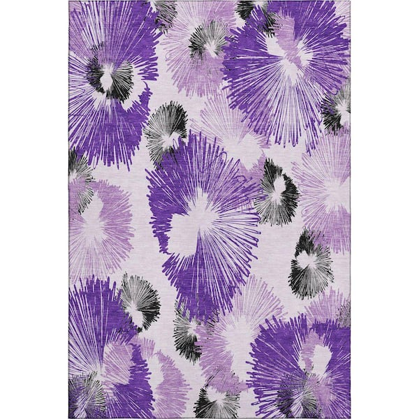 Mayfield Premium Machine Washable Abstract AMF2132 Purple 10 ft. x 14 ft. Area Rug