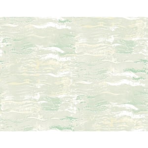 Graphic Wave Metallic Pearl and Aloe Green Paper Strippable Roll (Covers 60.75 sq. ft.)