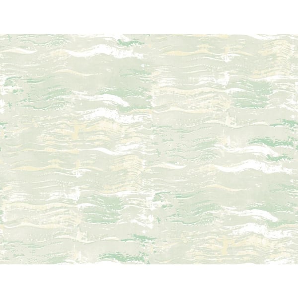 Seabrook Designs Graphic Wave Metallic Pearl and Aloe Green Paper Strippable Roll (Covers 60.75 sq. ft.)