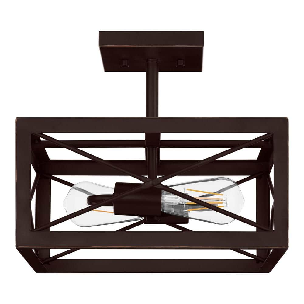 Harwood 12.5 in. 2-Light Bronze Ceiling Light Semi-Flush Mount Ceiling Ligh