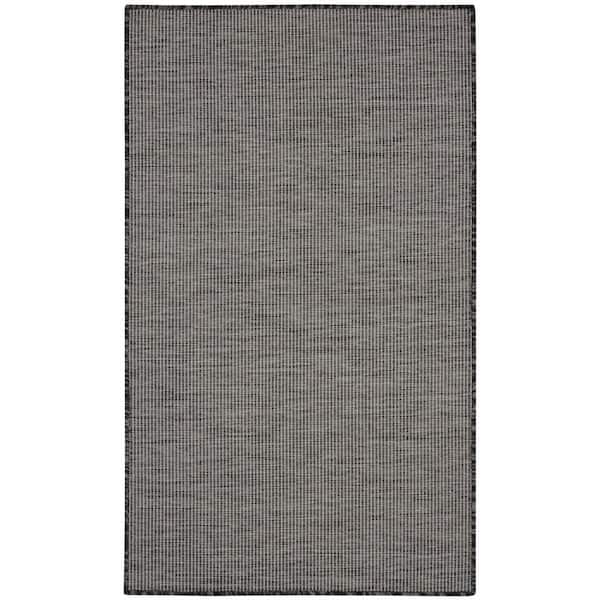 Positano Charcoal 3 ft. x 5 ft. Solid Contemporary Indoor/Outdoor Patio Kitchen Area Rug