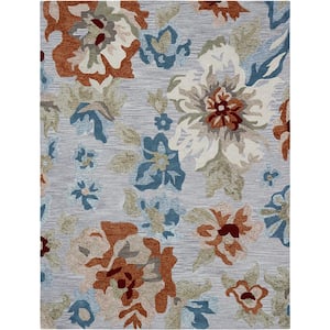 E1765 Multi 7 ft. 6 in. x 9 ft. 6 in. Hand Tufted Floral Transitional Indoor Wool and Viscose Area Rug
