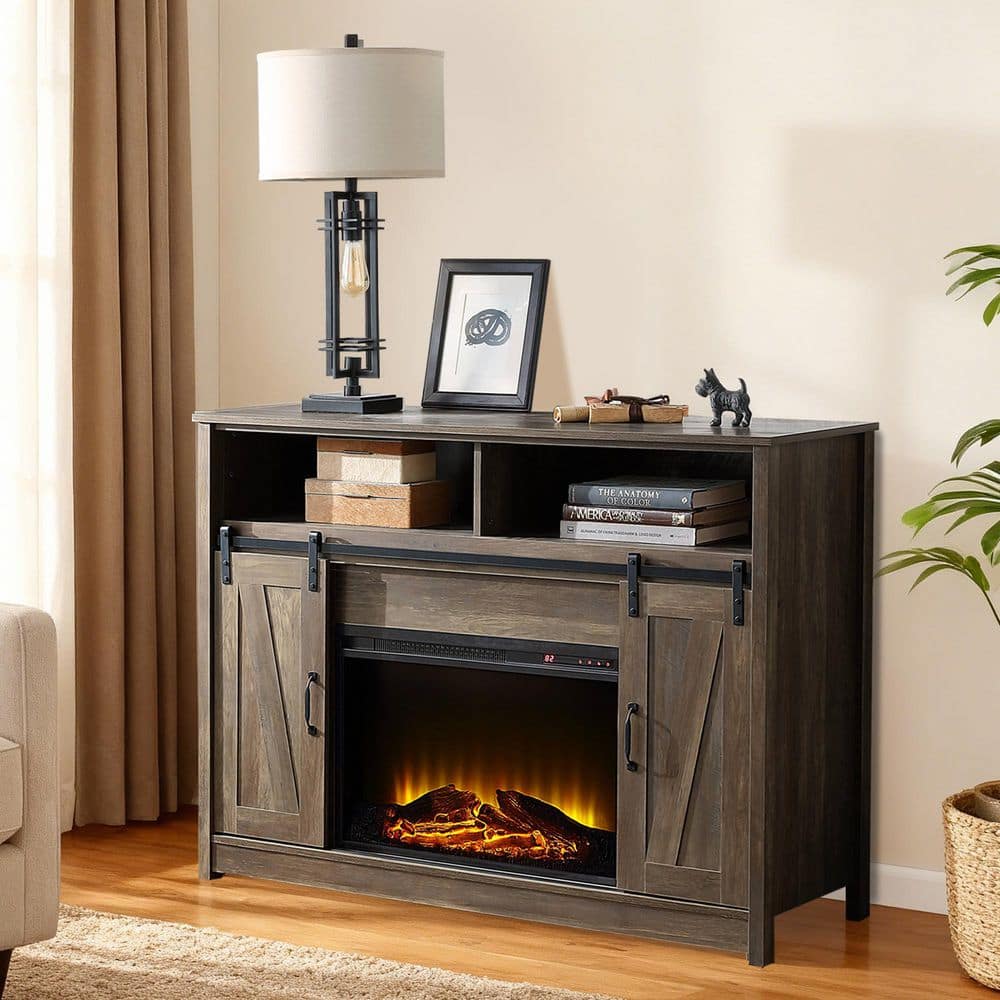 51 in. Freestanding Fireplace TV Stand with 23 in. Electric Fireplace Insert, for TVs Up to 60 in. in Brown price history on PriceWatchPro