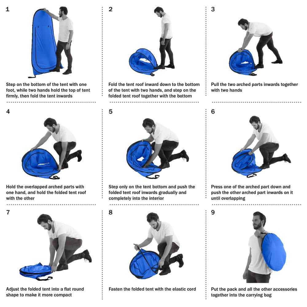 Blue Pop Up Privacy Tent with Carry Bag for Camping
