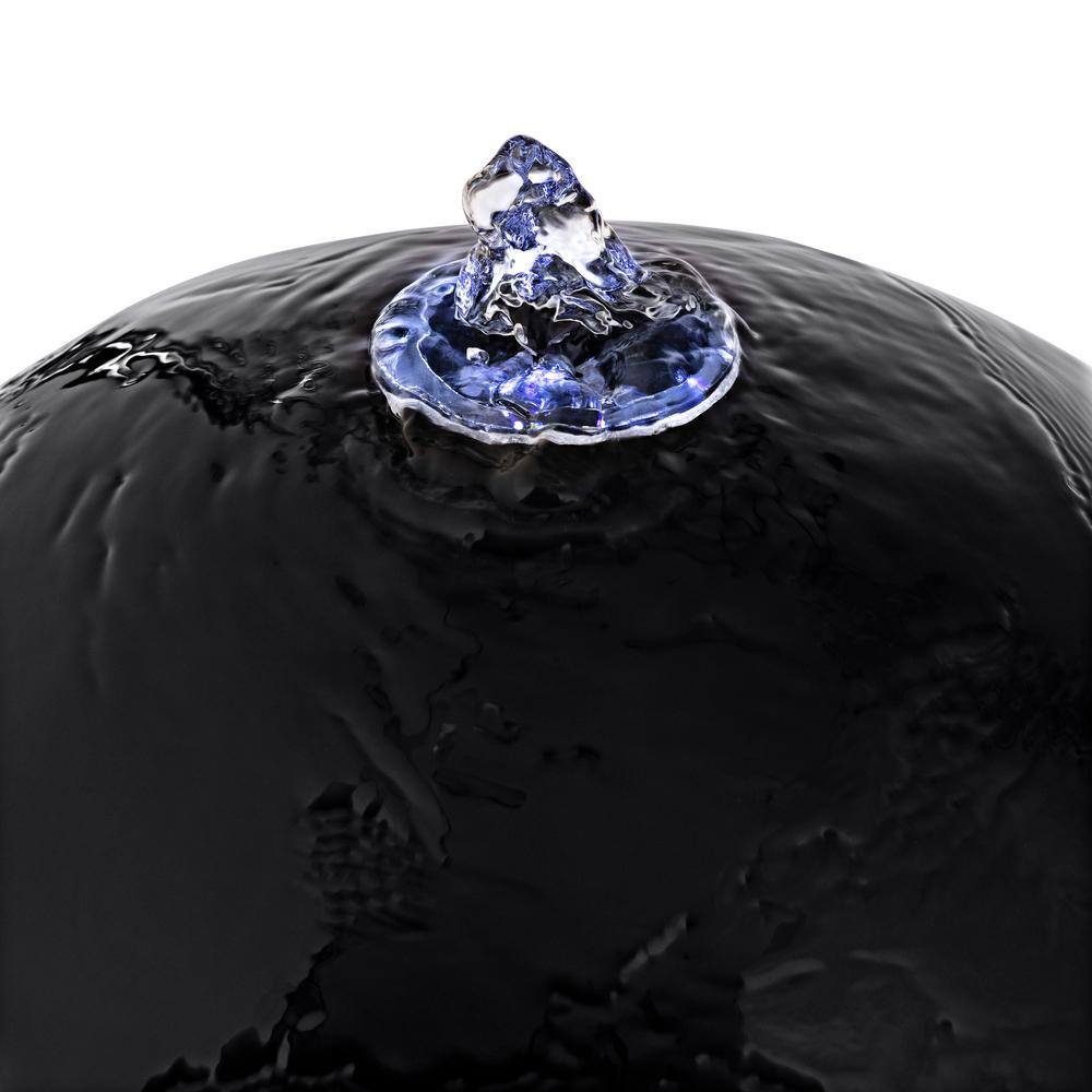 Black Polystone 33" Sphere Pedestal Water Fountain