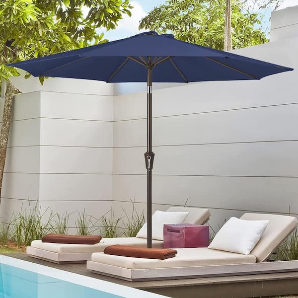 10 ft. Market Patio Umbrella with Push Button Tilt and Crank in Navy