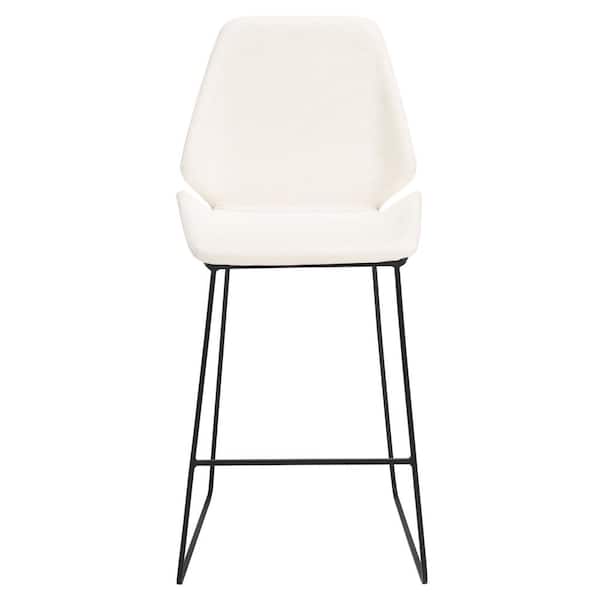 SAFAVIEH Masami 26 in. Cream/Black Metal Counter Stool