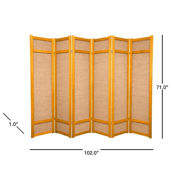 6 ft. Honey 6-Panel Room Divider