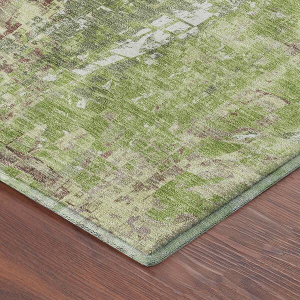 Mayfield Premium Machine Washable Abstract AMF2254 Green 10 ft. x 14 ft. Area Rug