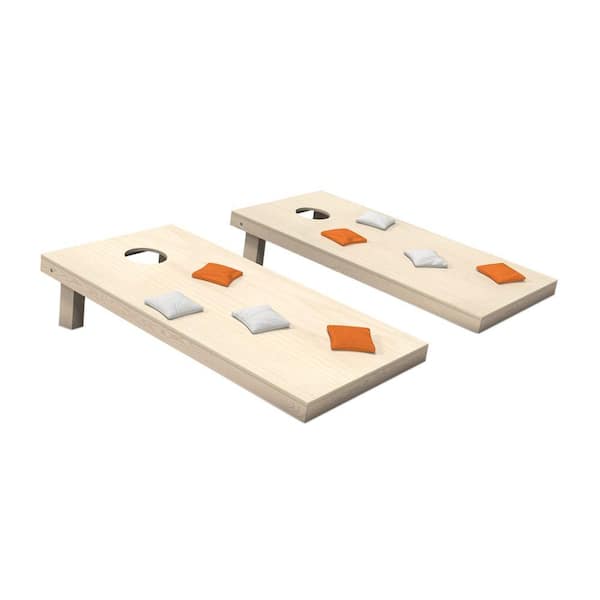 Belknap Hill Trading Post Wooden Cornhole Toss Game Set with Orange and White Bags