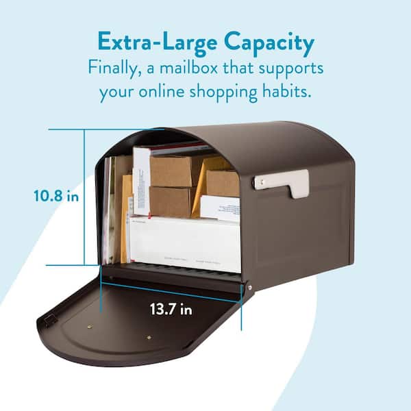 Centennial Rubbed Bronze, Extra Large, Steel, Post Mount Mailbox with Silver Handle and Flag