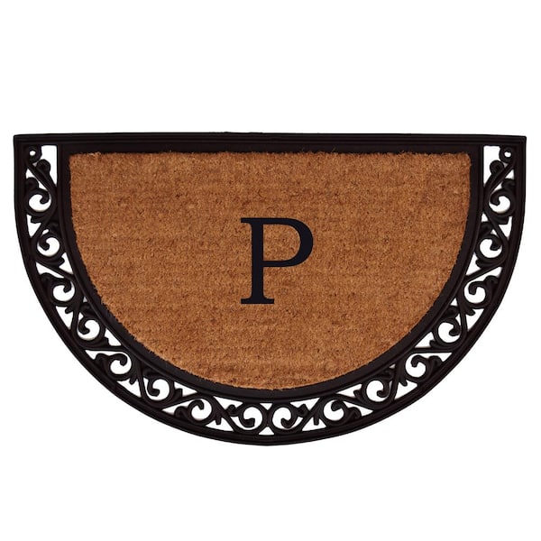 Ornate Scroll 30 in. x 48 in. Coir Monogrammed Door Mat (Letter P)