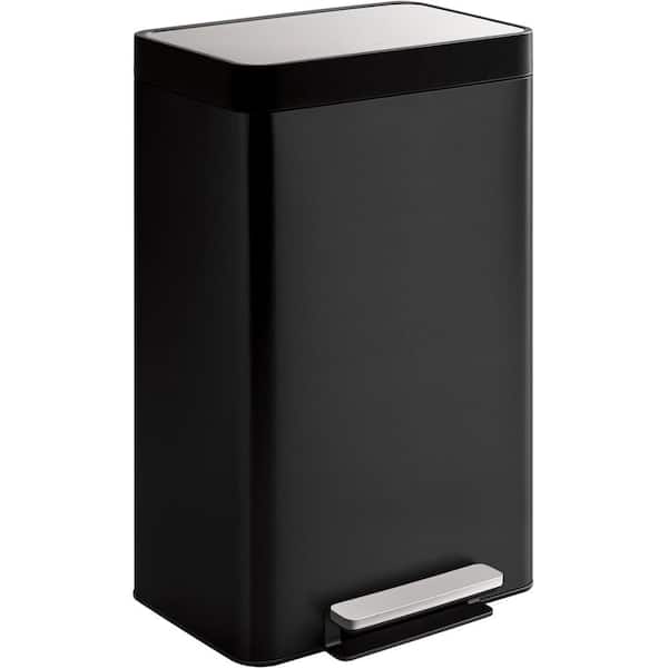 13 Gal. Stainless Steel Trash Can in Black Stainless
