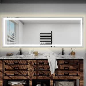 Luminous 96 in. W x 36 in. H Rectangular Frameless LED Lighted Wall Mounted Anti-Fog Bathroom Vanity Mirror