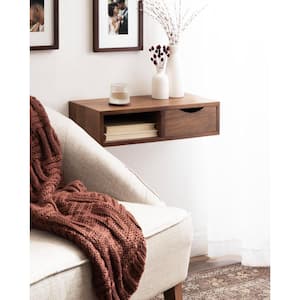 Hutton 22 in. Walnut Brown Rectangle Solid Wood End Table