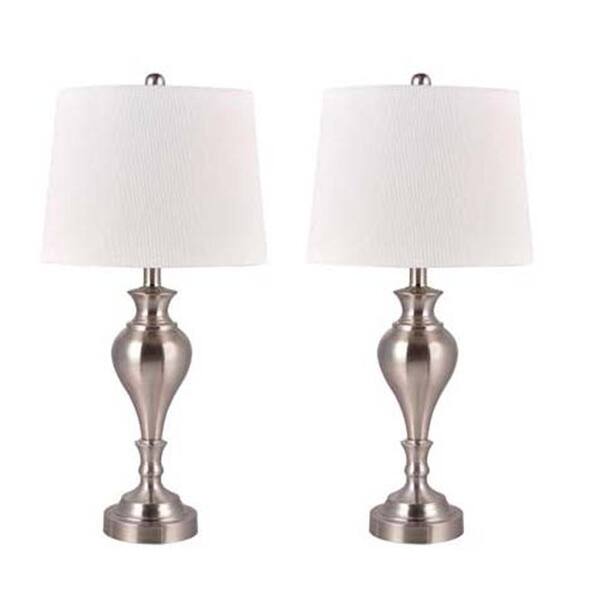 Brushed Steel Table Lamp With Usb Port, Home Depot Desk Lamp With Usb Port