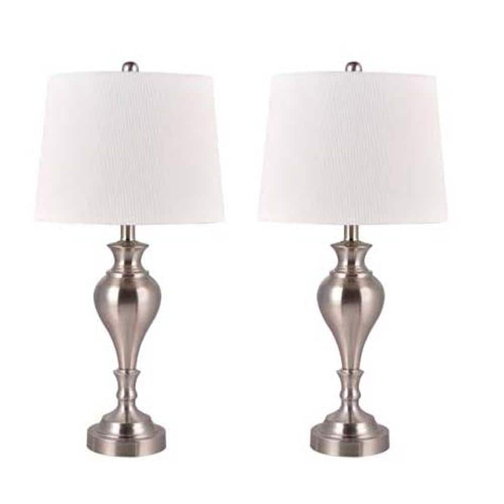 Fangio Lighting Cory Martin 27 in. Brushed Steel Table Lamp with USB ...