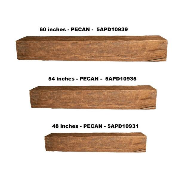 American Pro Decor 6 in. x 8 in. x 4.5 ft. Pecan Hand Hewn Faux Wood  Cap-Shelf Mantel 5APD10933 - The Home Depot