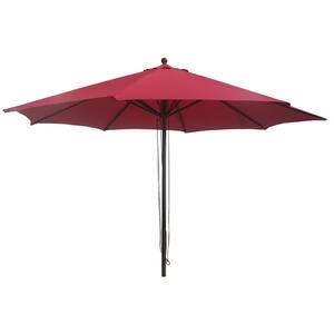 12 ft. Brown Pole Market Pulley and Pin lift Outdoor Patio Umbrella in Red