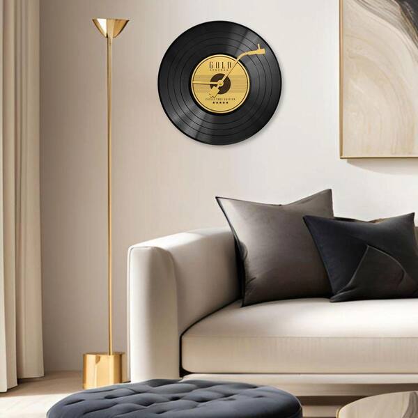Crosley 12 in. Record Wall Clock-Gold CR40007G - The Home Depot