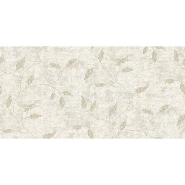 White Stonewall Ivory Vine Wallpaper Sample