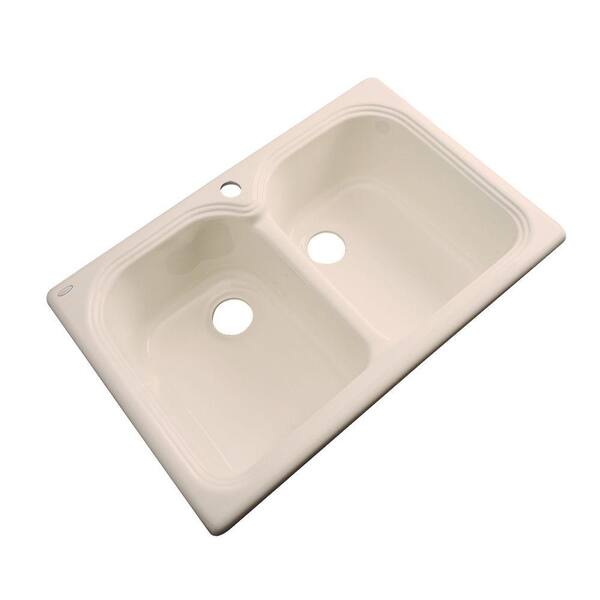 Thermocast Hartford Drop-In Acrylic 33 in. 1-Hole Double Bowl Kitchen Sink in Peach Bisque