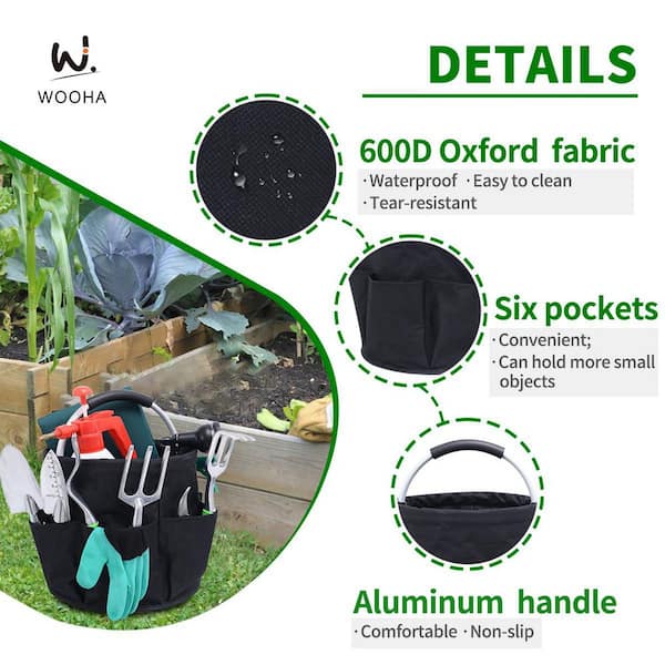 Unbranded - 5 Gal. Garden Bucket Caddy, Tool Organizers Bag, Collapsible Tool Bag 1-Piece Garden Tool Set (Bucket Not Included)