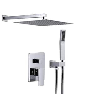 12 in. Single Handle 2-Spray Shower Faucet 1.8 GPM with Pressure Balance Valve in Polished Chrome