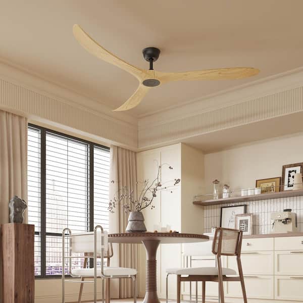 72 in. Natural Brown Wood Ceiling Fan with 6-Speed Reversible DC Motor and 1/4/8H Timer, Modern 3-Blade Design for Rooms