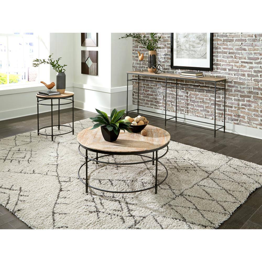 Fenway 74" Mango Wood and Gunmetal Metal Sofa Console Table