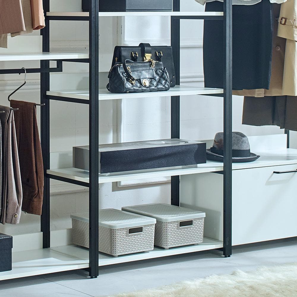 Fiona White Freestanding Walk-In Closet System with Metal Frame