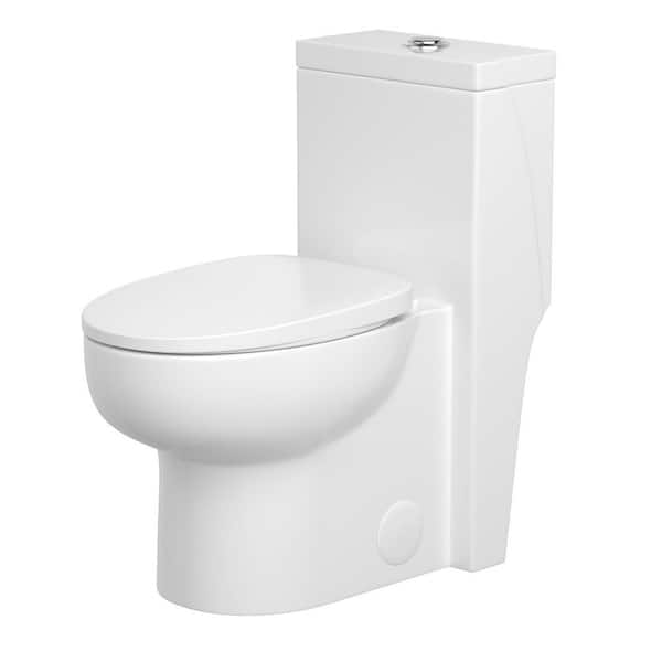 12 in. Rough-In 1-piece 1.6/1.1 GPF Dual Flush High Efficiency Elongated Toilet in White Seat Included