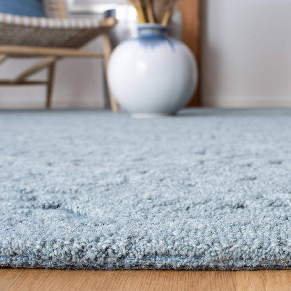 Blue Geometric Hand-Tufted Wool Area Rug 6' x 9'