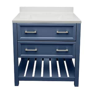 Tremblant 31 in. W x 22 in. D x 36 in. H Bath Vanity in Navy Blue with White Cultured Marble Top