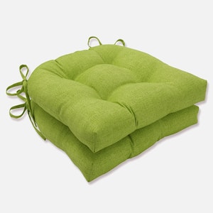 Solid 17.5 in. x 17 in. Outdoor Dining Chair Cushion in Green (Set of 2)