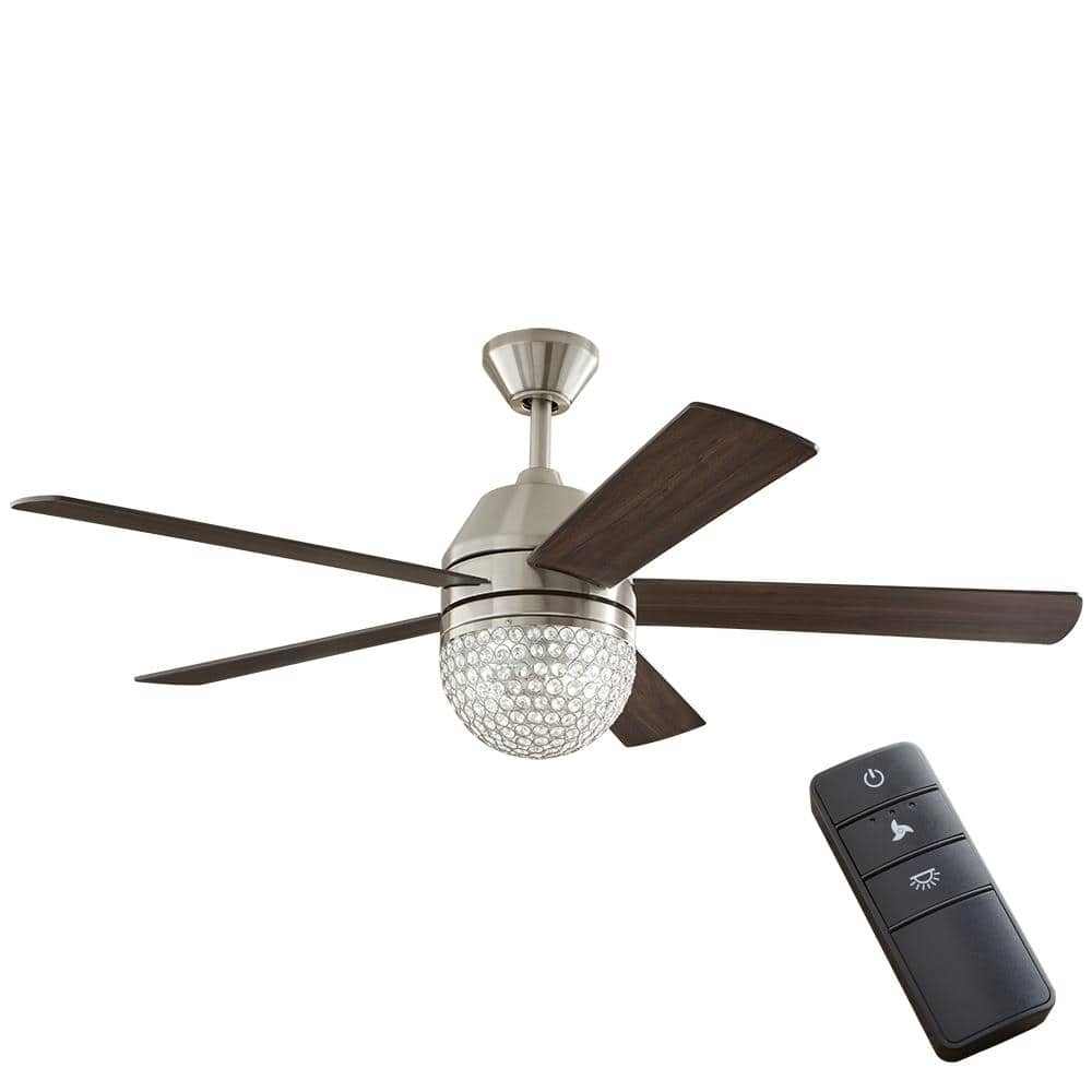 Home Decorators Collection Vendome 52 In Led Brushed Nickel Ceiling Fan With Light And Remote Control 51880 The Home Depot