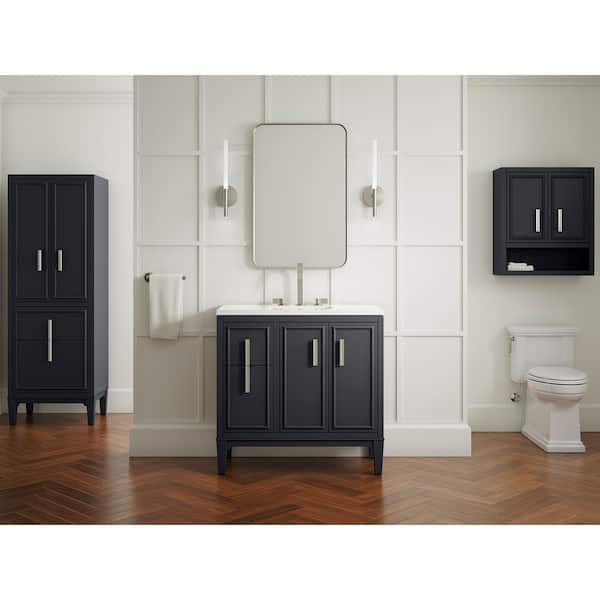KOHLER Southerk 36.43in. Single Sink Freestanding Slate Grey Bath Vanity with White Quartz Top Assembled