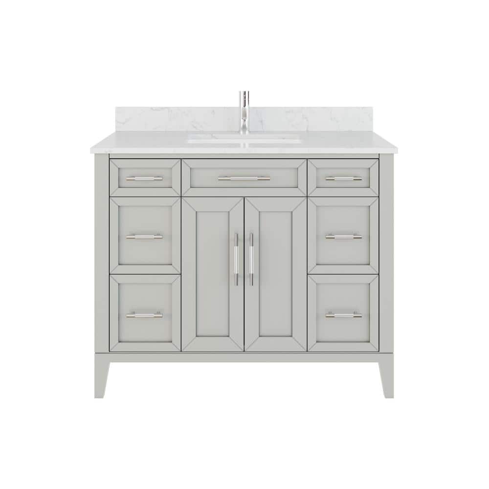 Jasper 42 in. W x 22 in. D Bath Vanity in Gray with Engineered Stone Top wi