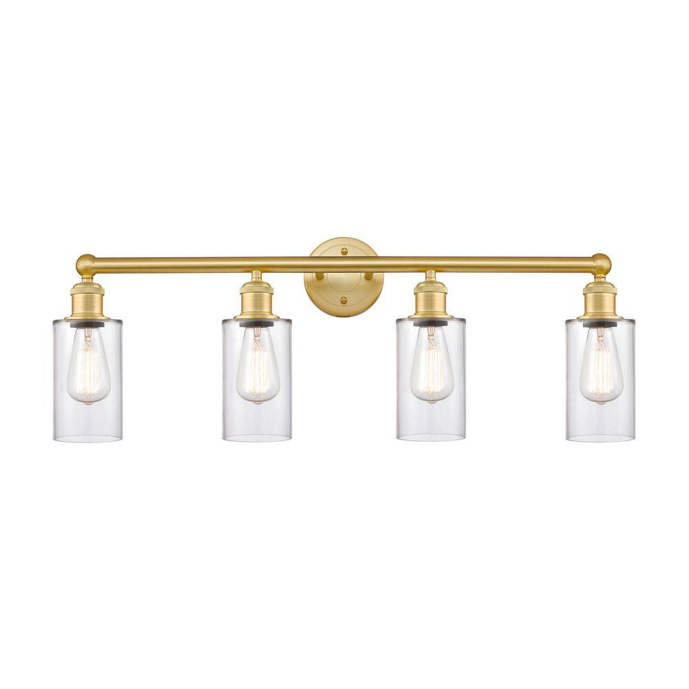 Clymer 30.88 in. 4-Light Satin Gold Vanity Light with Glass Shade price history on PriceWatchPro
