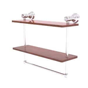 Carolina Crystal 16 in. W x 9.5 in. H x 5.54 D Wood Rectangular Shelf in Satin Chrome with Towel Bar