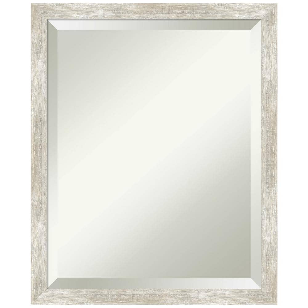 Silver Distressed Wood Framed Rectangular Wall Mirror