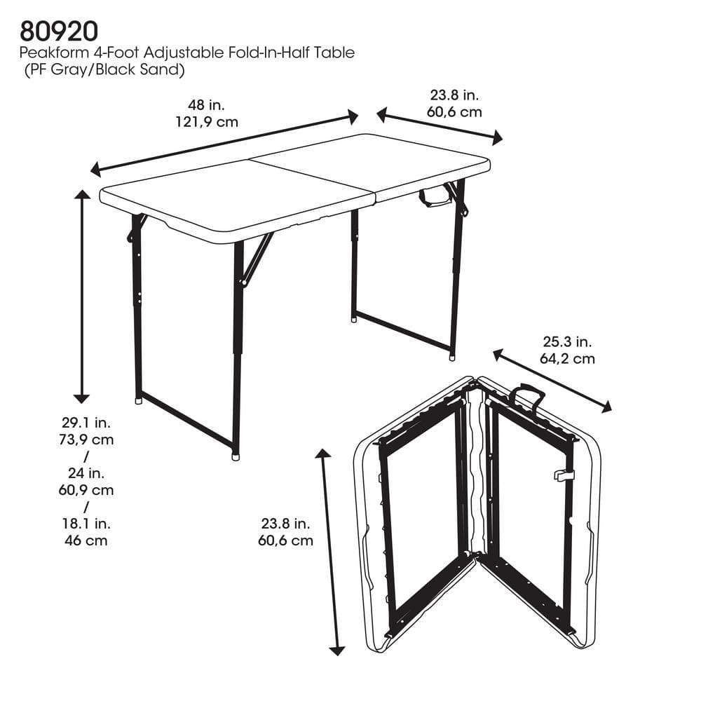 Gray Metal Frame Adjustable Height Folding Utility Table