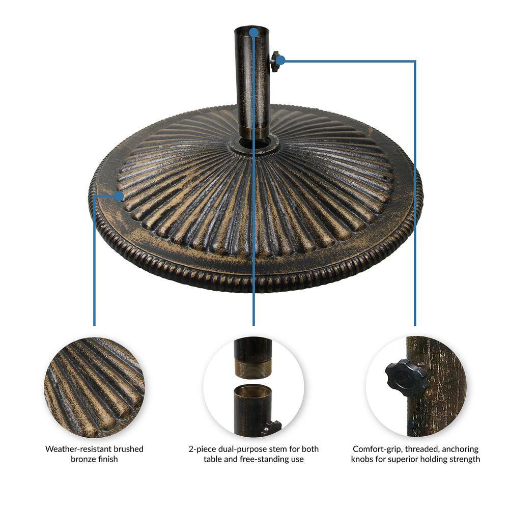 Bronze 50-lb Cast Iron Umbrella Base with Adjustable Stem