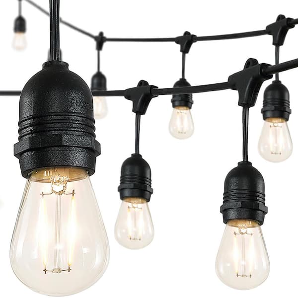 JONATHAN Y 15-Light 48 ft. Plug-in Edison Bulb Shape String Light Rustic Industrial S14, Black JYL8702A - The Home Depot
