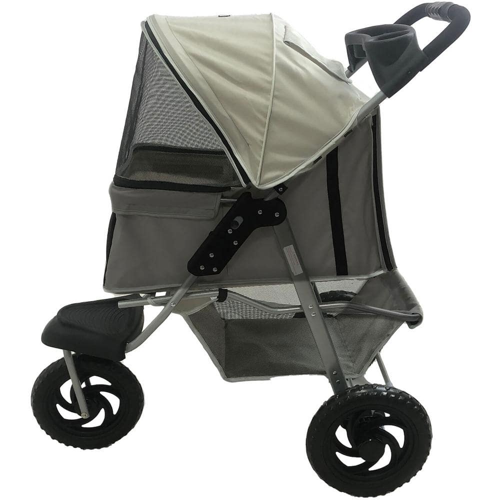 Critter Sitters Gray 3-Wheel Pet Stroller for Small to Medium Dogs
